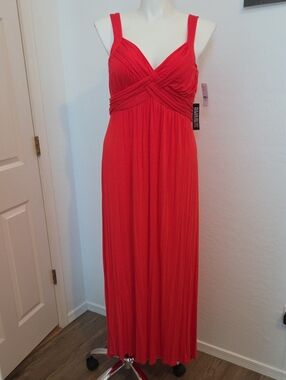 New York & Company Red Sleeveless Maxi Dress with Twisted Bodice